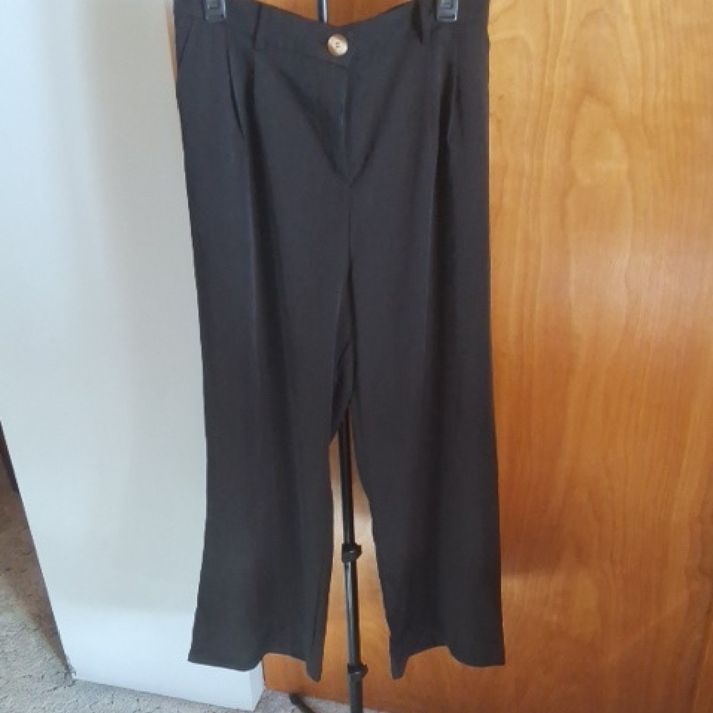 Chic Black Wide Leg Women's Trousers